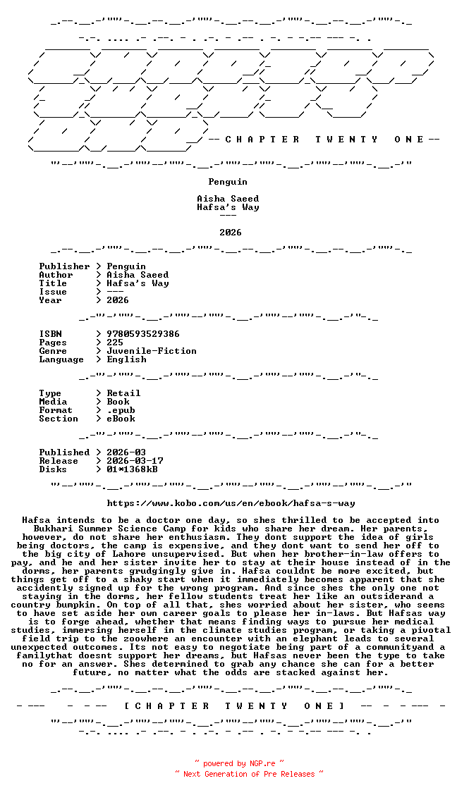 NFO for the release Aisha.Saeed.-.Hafsas.Way.2026.RETAIL.EPUB.eBook-CTO by CTO