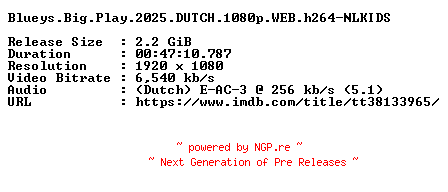 NFO for the release Blueys.Big.Play.2025.DUTCH.1080p.WEB.h264-NLKIDS by NLKIDS