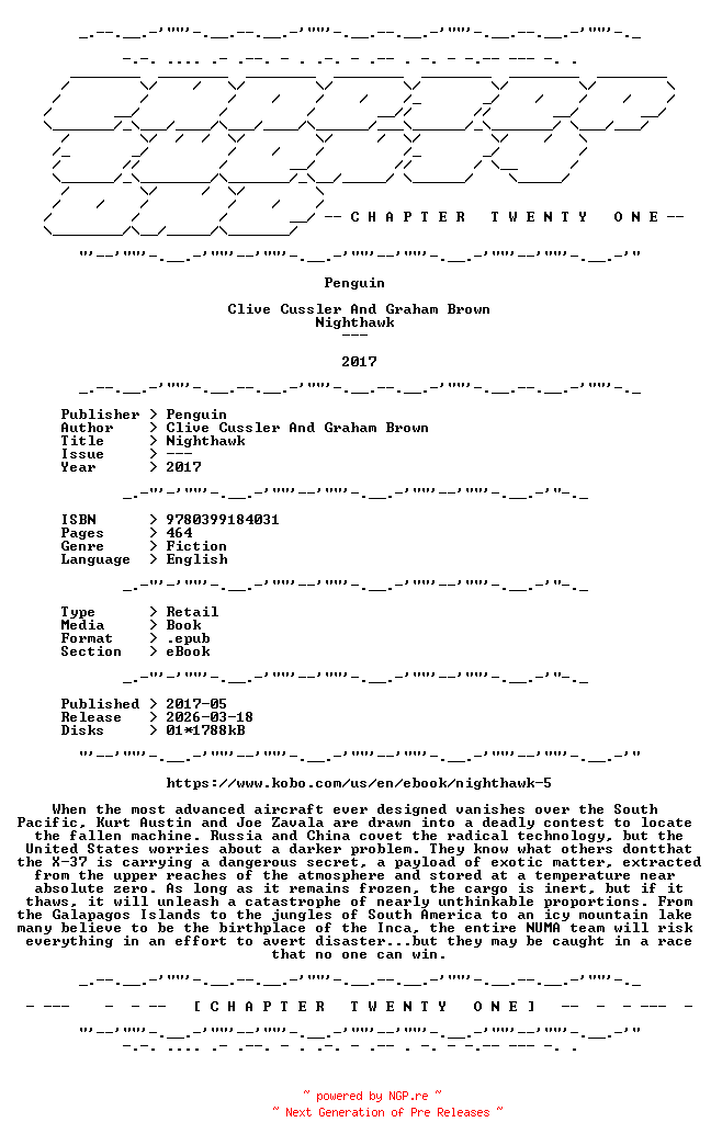NFO for the release Clive.Cussler.And.Graham.Brown.-.Nighthawk.2017.RETAIL.EPUB.eBook-CTO by CTO