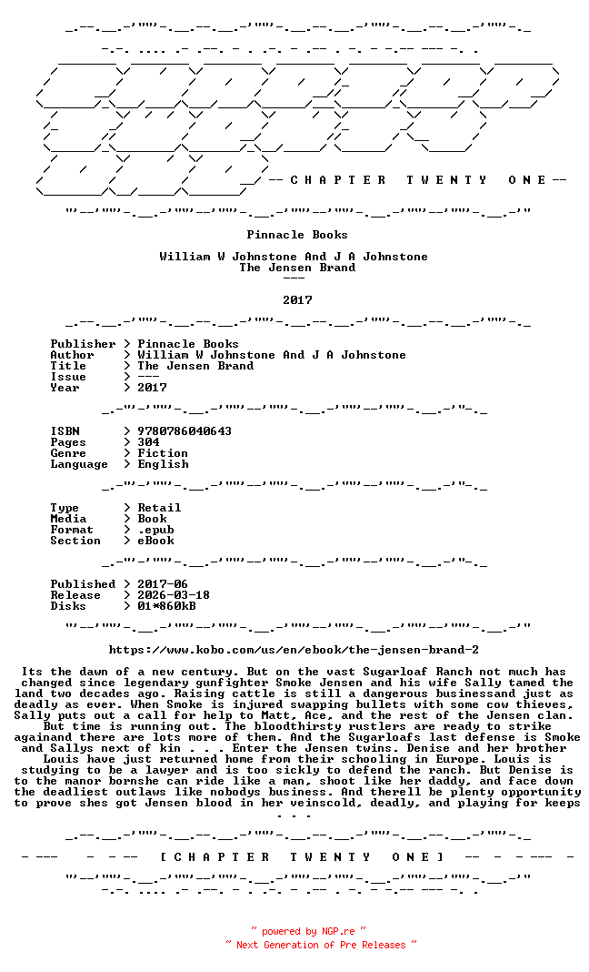 NFO for the release William.W.Johnstone.And.J.A.Johnstone.-.The.Jensen.Brand.2017.RETAIL.EPUB.eBook-CTO by CTO