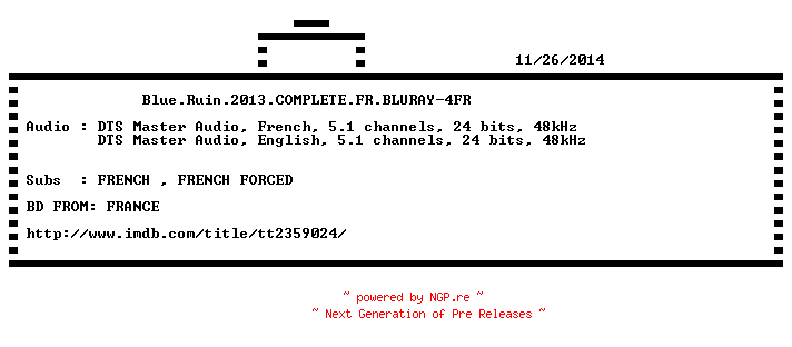 NFO for the release Blue.Ruin.2013.COMPLETE.FR.BLURAY-4FR by 4FR