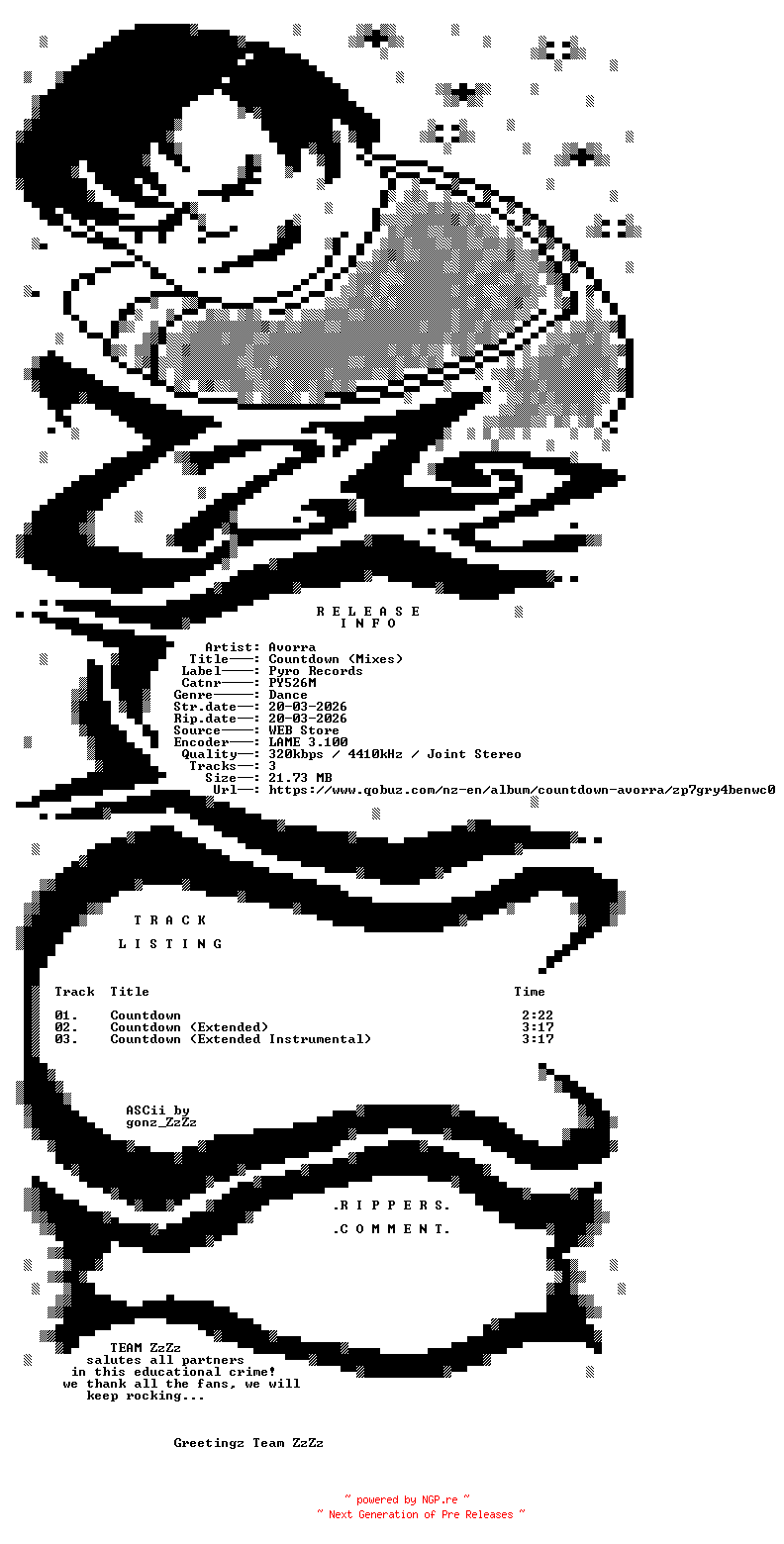 NFO for the release Avorra_-_Countdown_(Mixes)-(PY526M)-WEB-2026-ZzZz by ZzZz