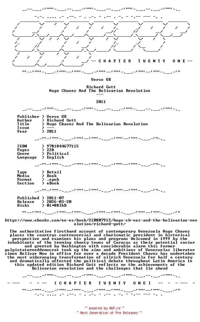 NFO for the release Richard.Gott.-.Hugo.Chavez.And.The.Bolivarian.Revolution.2011.RETAIL.EPUB.eBook-CTO by CTO