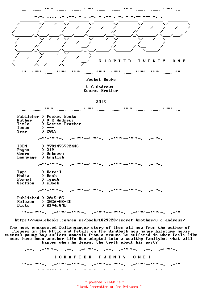 NFO for the release V.C.Andrews.-.Secret.Brother.2015.RETAIL.EPUB.eBook-CTO by CTO