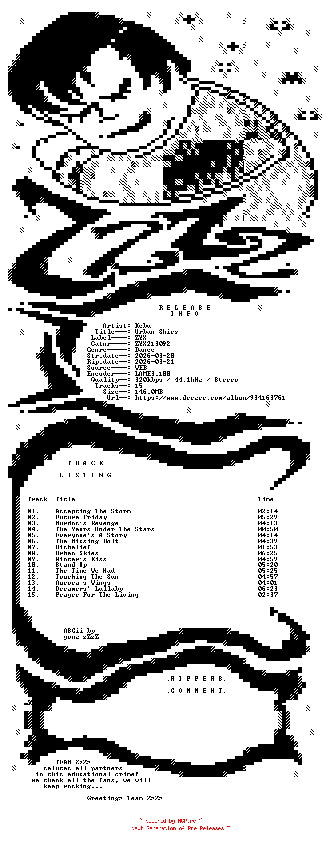 NFO for the release Kebu_-_Urban_Skies-(ZYX213092)-WEB-2026-ZzZz by ZzZz