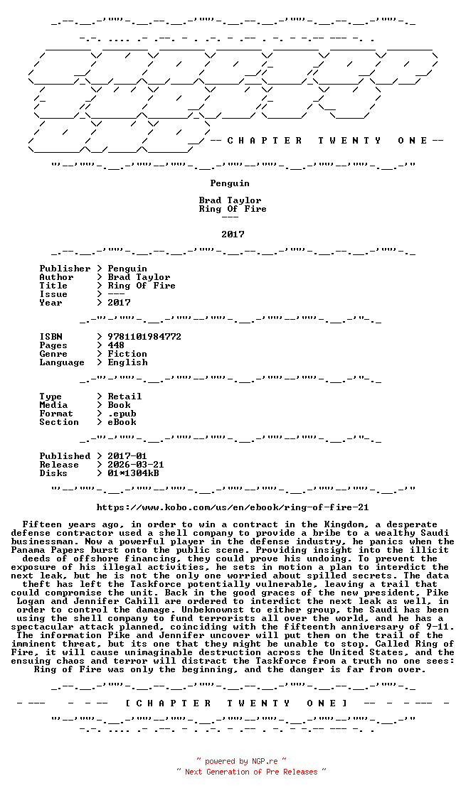 NFO for the release Brad.Taylor.-.Ring.Of.Fire.2017.RETAIL.EPUB.eBook-CTO by CTO