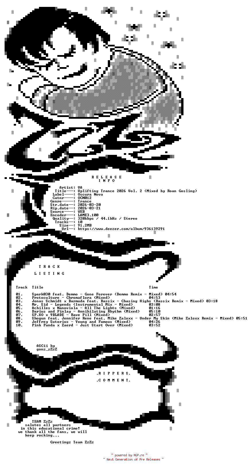 NFO for the release VA_-_Uplifting_Trance_2026_Vol_2_(Mixed_by_Roan_Gosling)-(OCN012)-WEB-2026-ZzZz by ZzZz