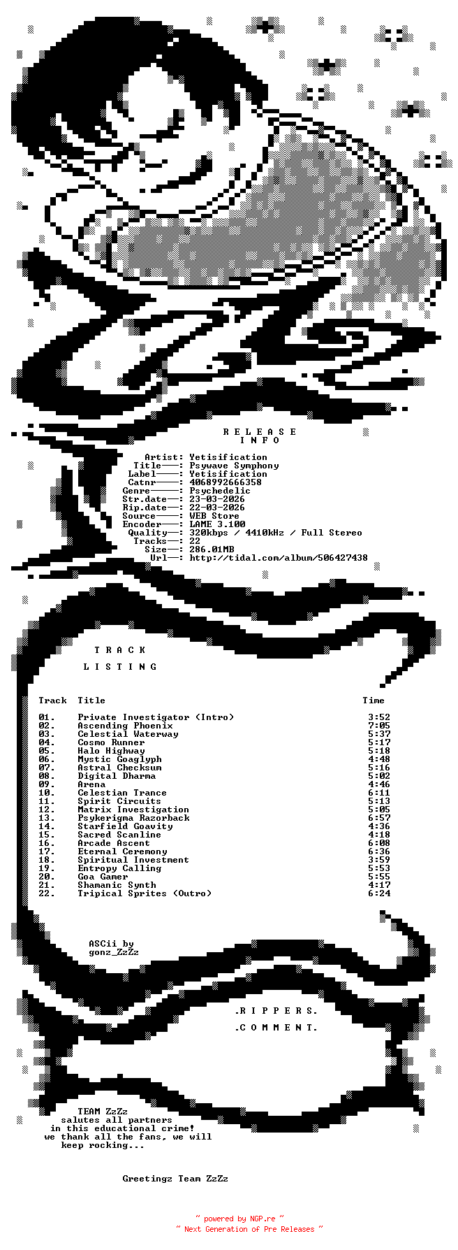 NFO for the release Yetisification_-_Psywave_Symphony-(4068992666358)-WEB-2026-ZzZz by ZzZz