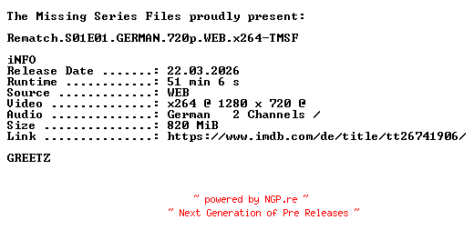 NFO for the release Rematch.S01E01.GERMAN.720p.WEB.x264-TMSF by TMSF