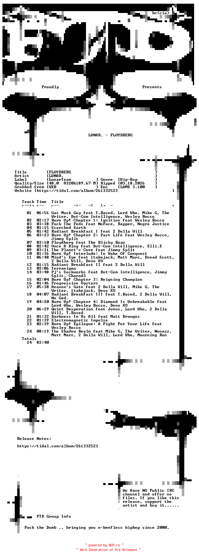NFO for the release LUNAR.-FLOYDBERG-WEB-2022-FTD by FTD