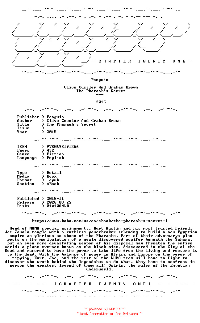 NFO for the release Clive.Cussler.And.Graham.Brown.-.The.Pharaohs.Secret.2015.RETAIL.EPUB.eBook-CTO by CTO