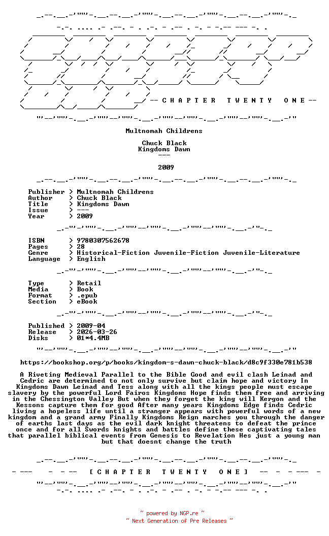 NFO for the release Chuck.Black.-.Kingdoms.Dawn.2009.RETAIL.EPUB.eBook-CTO by CTO