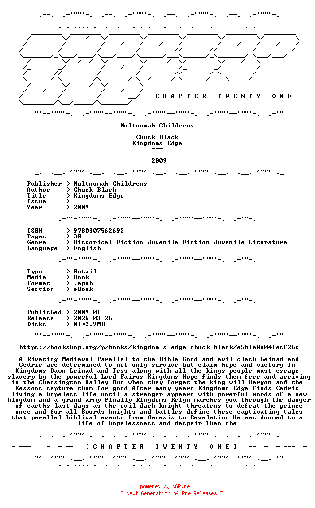NFO for the release Chuck.Black.-.Kingdoms.Edge.2009.RETAIL.EPUB.eBook-CTO by CTO