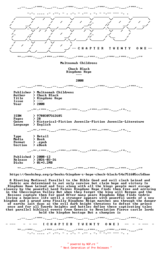 NFO for the release Chuck.Black.-.Kingdoms.Hope.2008.RETAIL.EPUB.eBook-CTO by CTO