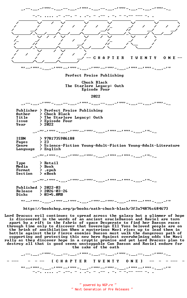 NFO for the release Chuck.Black.-.The.Starlore.Legacy.Oath.Episode.Four.2022.RETAIL.EPUB.eBook-CTO by CTO
