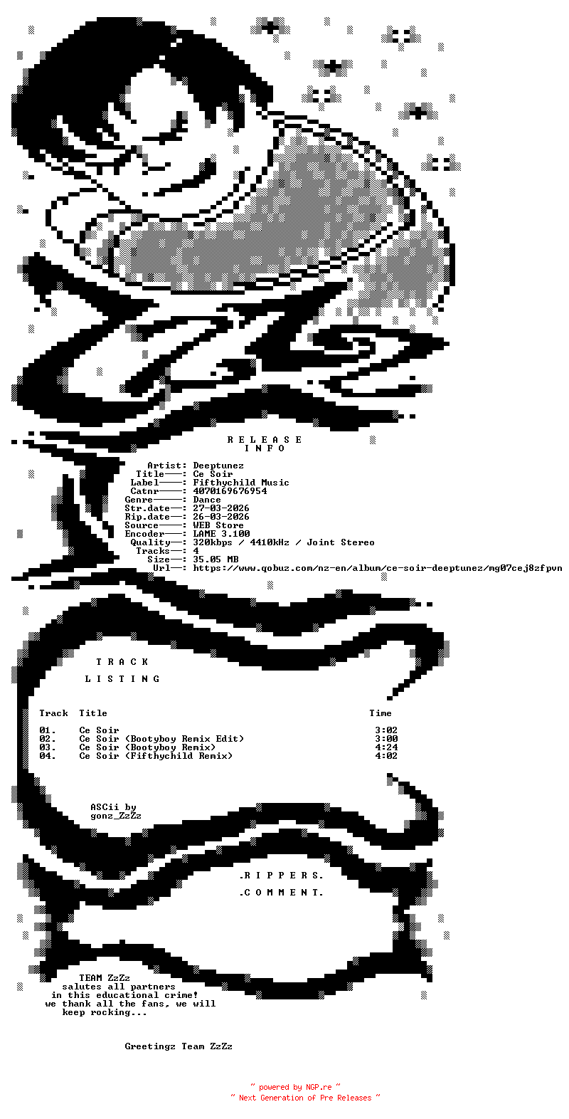 NFO for the release Deeptunez_-_Ce_Soir-(4070169676954)-WEB-FR-2026-ZzZz by ZzZz