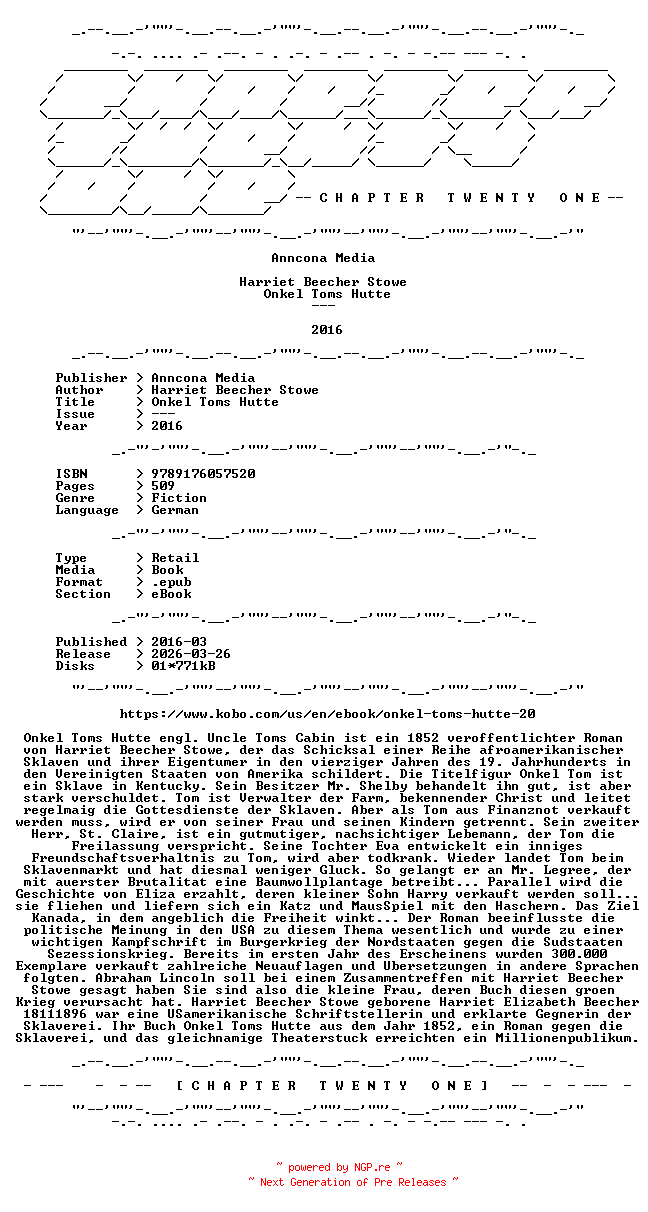 NFO for the release Harriet.Beecher.Stowe.-.Onkel.Toms.Hutte.2016.GERMAN.RETAIL.EPUB.eBook-CTO by CTO