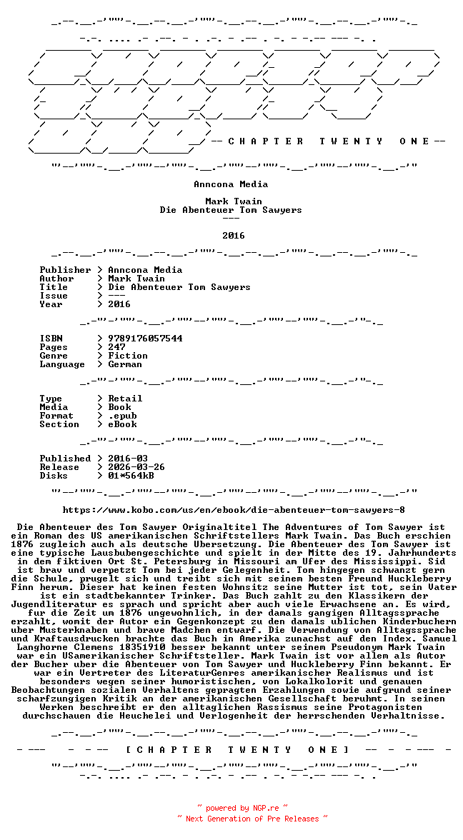 NFO for the release Mark.Twain.-.Die.Abenteuer.Tom.Sawyers.2016.GERMAN.RETAIL.EPUB.eBook-CTO by CTO