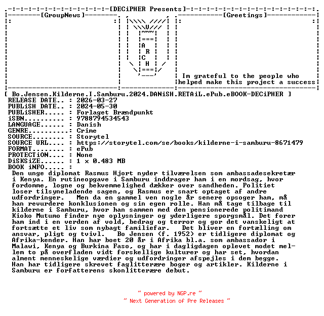 NFO for the release Bo.Jensen.Kilderne.I.Samburu.2024.DANiSH.RETAiL.ePub.eBOOK-DECiPHER by DECiPHER