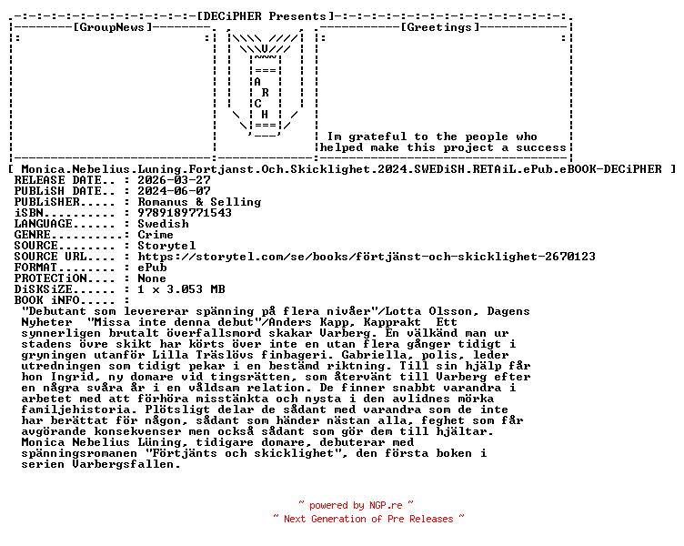 NFO for the release Monica.Nebelius.Luning.Fortjanst.Och.Skicklighet.2024.SWEDiSH.RETAiL.ePub.eBOOK-DECiPHER by DECiPHER