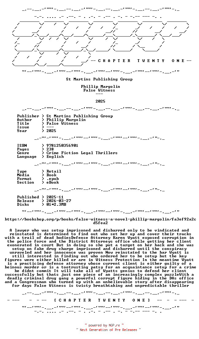 NFO for the release Phillip.Margolin.-.False.Witness.2025.RETAIL.EPUB.eBook-CTO by CTO