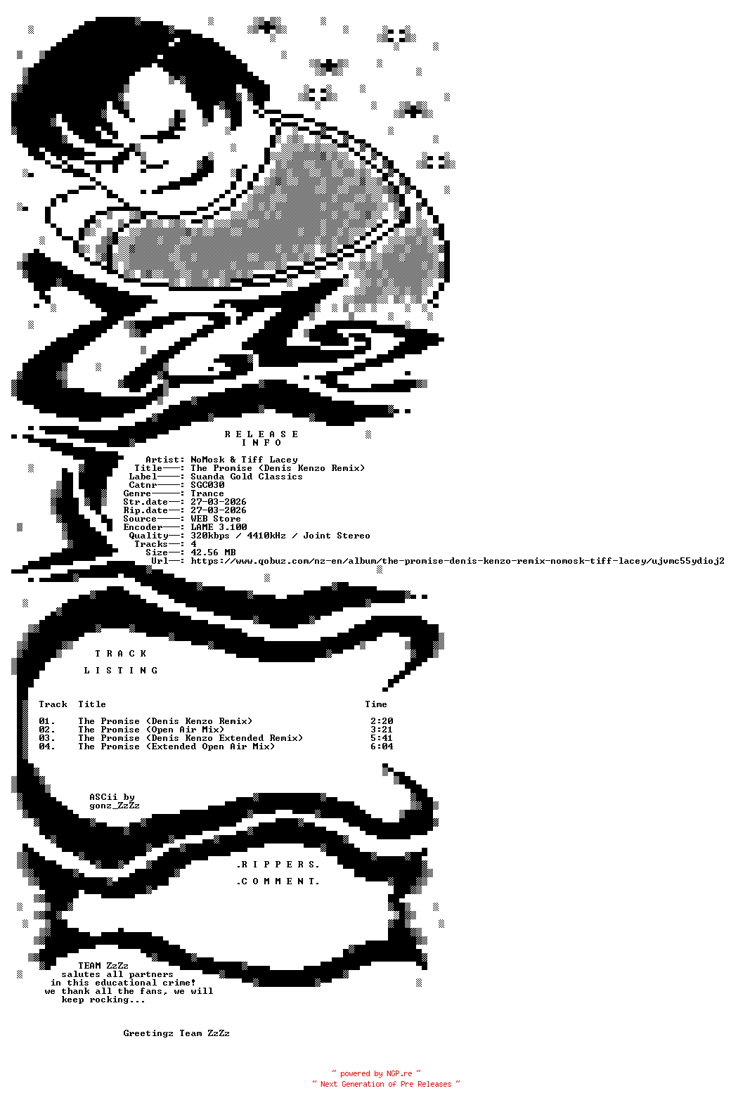 NFO for the release NoMosk_and_Tiff_Lacey_-_The_Promise_(Denis_Kenzo_Remix)-(SGC030)-WEB-2026-ZzZz by ZzZz