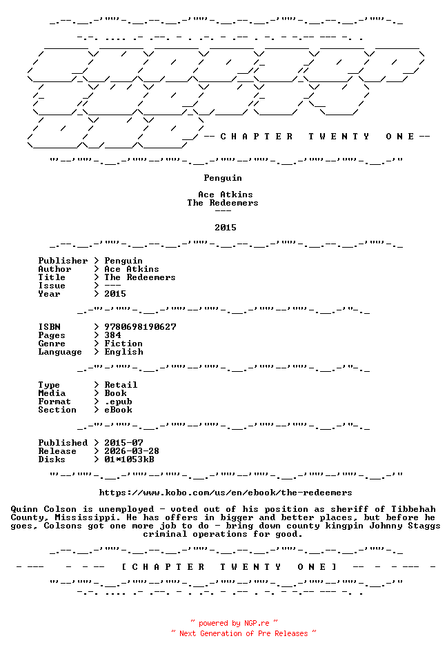 NFO for the release Ace.Atkins.-.The.Redeemers.2015.RETAIL.EPUB.eBook-CTO by CTO