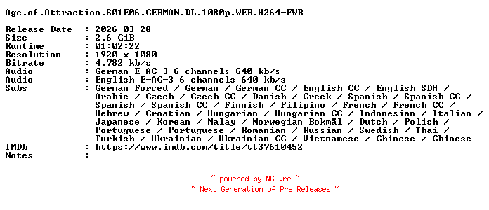 NFO for the release Age.of.Attraction.S01E06.GERMAN.DL.1080p.WEB.H264-FWB by FWB