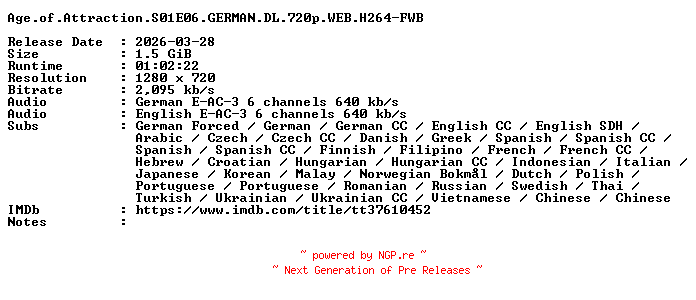 NFO for the release Age.of.Attraction.S01E06.GERMAN.DL.720p.WEB.H264-FWB by FWB