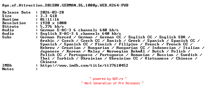 NFO for the release Age.of.Attraction.S01E08.GERMAN.DL.1080p.WEB.H264-FWB by FWB