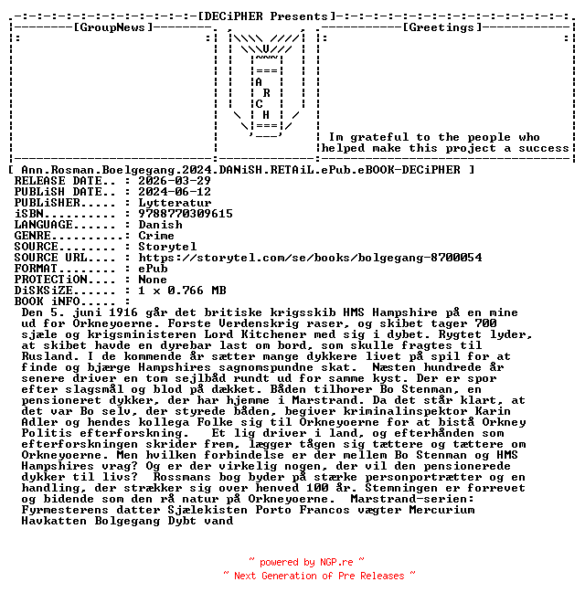 NFO for the release Ann.Rosman.Boelgegang.2024.DANiSH.RETAiL.ePub.eBOOK-DECiPHER by DECiPHER