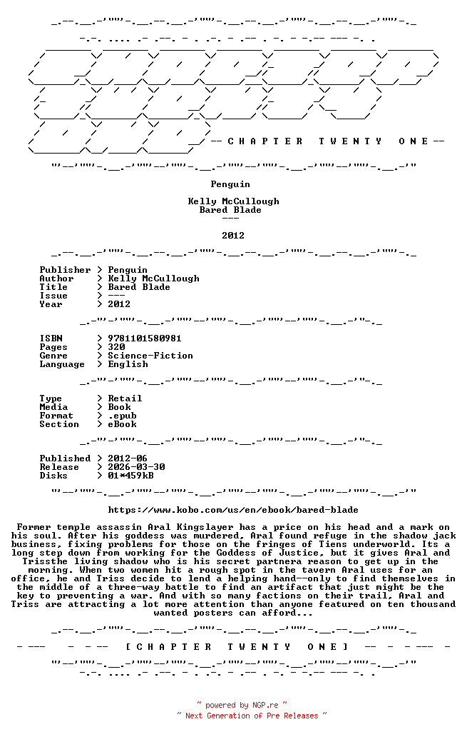 NFO for the release Kelly.McCullough.-.Bared.Blade.2012.RETAIL.EPUB.eBook-CTO by CTO
