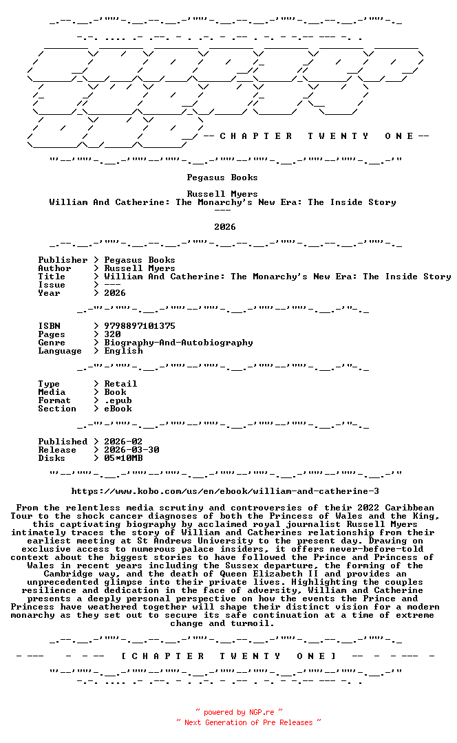 NFO for the release Russell.Myers.-.William.And.Catherine.The.Monarchys.New.Era.The.Inside.Story.2026.RETAIL.EPUB.eBook-CTO by CTO