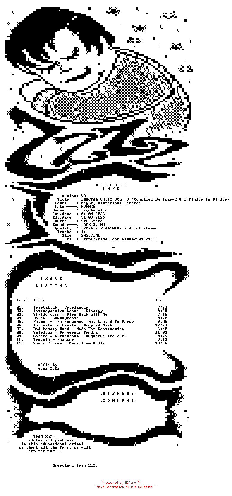 NFO for the release VA_-_FRACTAL_UNITY_VOL_3_(Compiled_By_Icaruz_and_Infinite_In_Finite)-(MVR025)-WEB-2026-ZzZz by ZzZz