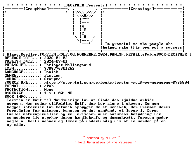 NFO for the release Klaus.Moeller.Torsten.Rolf.Og.Nornerne.2024.DANiSH.RETAiL.ePub.eBOOK-DECiPHER by DECiPHER