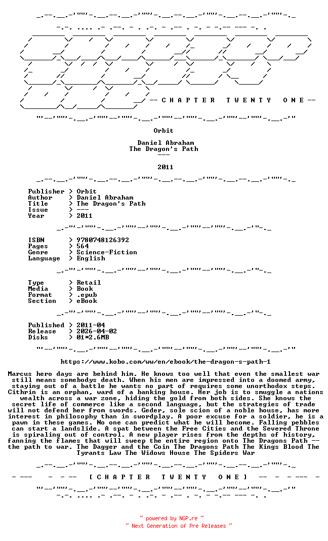 NFO for the release Daniel.Abraham.-.The.Dragons.Path.2011.RETAIL.EPUB.eBook-CTO by CTO