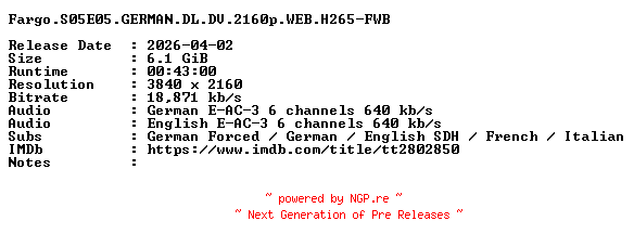 NFO for the release Fargo.S05E05.GERMAN.DL.DV.2160p.WEB.H265-FWB by FWB