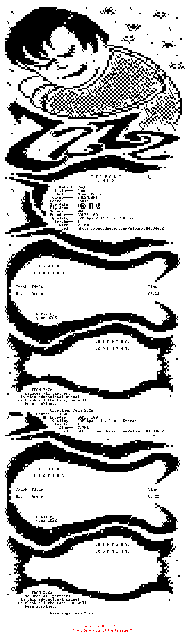 NFO for the release ReyVi_-_Ameno-(3402MIAMI)-SINGLE-WEB-2026-ZzZz by ZzZz