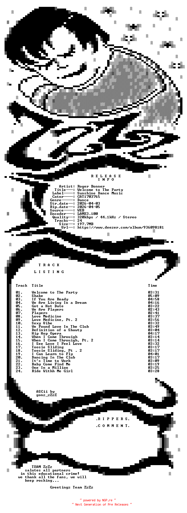 NFO for the release Roger_Bonner_-_Welcome_to_The_Party-(CAT1703765)-WEB-2026-ZzZz by ZzZz
