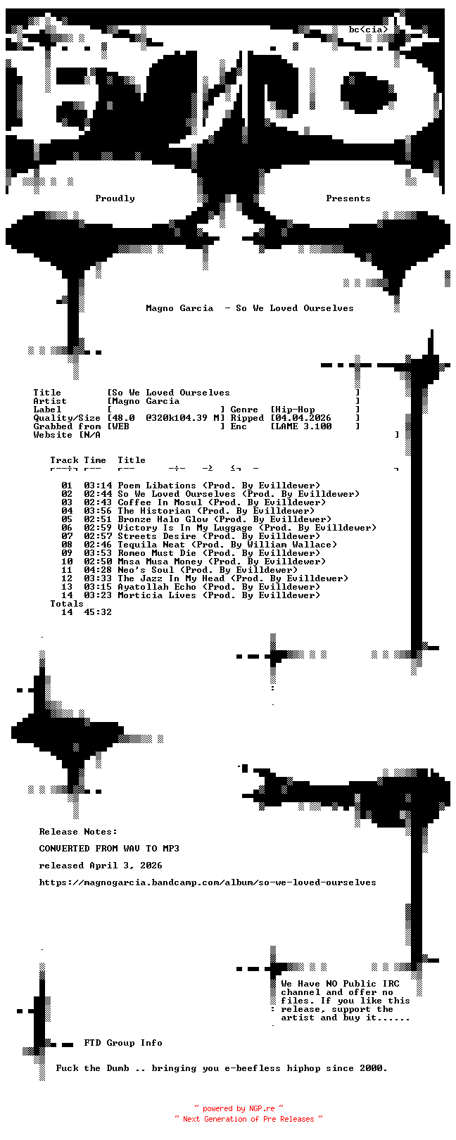NFO for the release Magno_Garcia-So_We_Loved_Ourselves-WEB-2026-FTD by FTD