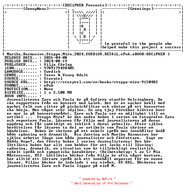 NFO for the release Marika.Rasmusson.Stoppa.Mira.2024.SWEDiSH.RETAiL.ePub.eBOOK-DECiPHER by DECiPHER