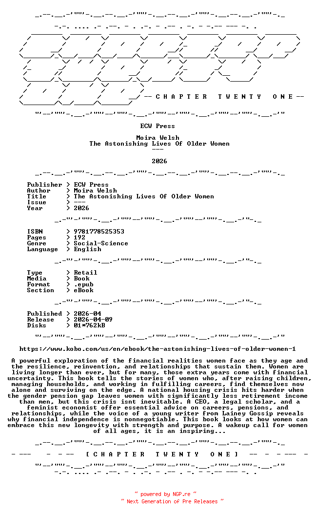 NFO for the release Moira.Welsh.-.The.Astonishing.Lives.Of.Older.Women.2026.RETAIL.EPUB.eBook-CTO by CTO