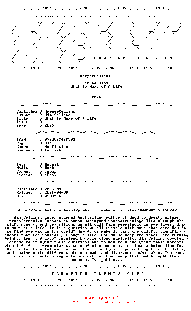 NFO for the release Jim.Collins.-.What.To.Make.Of.A.Life.2026.RETAIL.EPUB.eBook-CTO by CTO