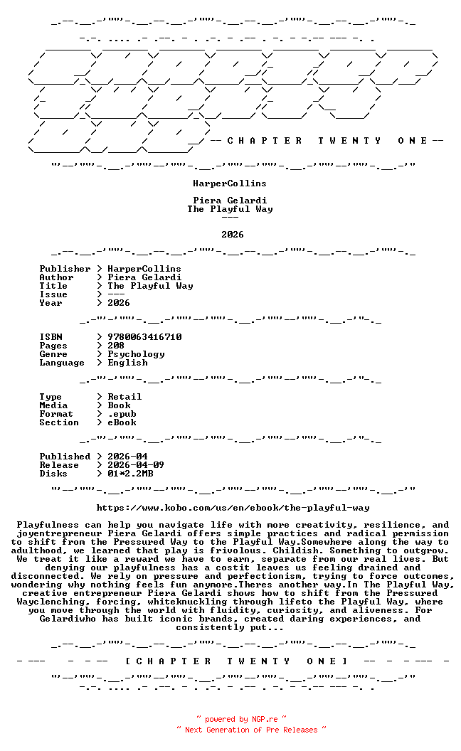 NFO for the release Piera.Gelardi.-.The.Playful.Way.2026.RETAIL.EPUB.eBook-CTO by CTO