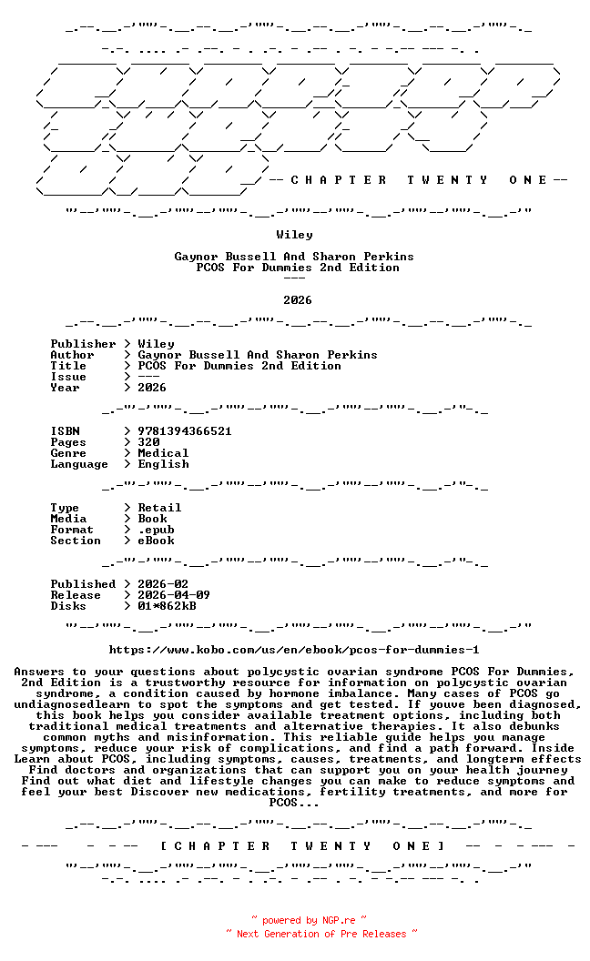 NFO for the release Gaynor.Bussell.And.Sharon.Perkins.-.PCOS.For.Dummies.2nd.Edition.2026.RETAIL.EPUB.eBook-CTO by CTO