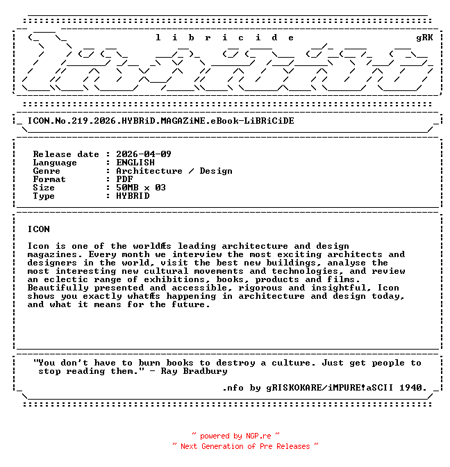 NFO for the release ICON.No.219.2026.HYBRiD.MAGAZiNE.eBook-LiBRiCiDE by LiBRiCiDE