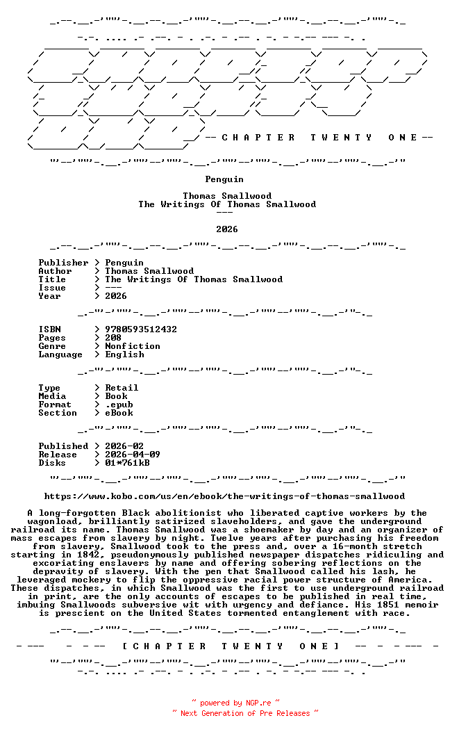 NFO for the release Thomas.Smallwood.-.The.Writings.Of.Thomas.Smallwood.2026.RETAIL.EPUB.eBook-CTO by CTO