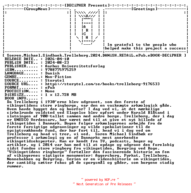 NFO for the release Soeren.Michael.Sindbaek.Trelleborg.2024.DANiSH.RETAiL.ePub.eBOOK-DECiPHER by DECiPHER