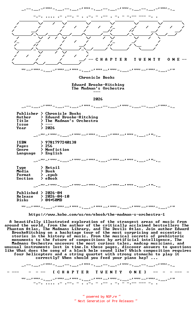 NFO for the release Edward.Brooke-Hitching.-.The.Madmans.Orchestra.2026.RETAIL.EPUB.eBook-CTO by CTO