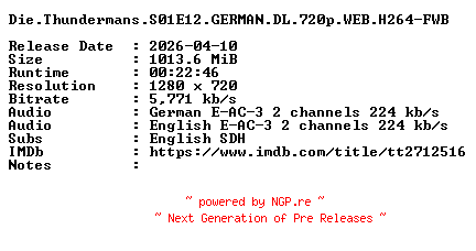 NFO for the release Die.Thundermans.S01E12.GERMAN.DL.720p.WEB.H264-FWB by FWB